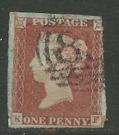 GB 1841 QV 1d Penny Red IMPERF Blued Paper ( K & F ) ( K539 ) - Used Stamps