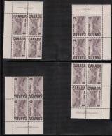 Canada 1967-73 Corner Plate Blocks, Plates #1,2 Mint No Hinge (see Desc), Sc# 461-465B - Unused Stamps