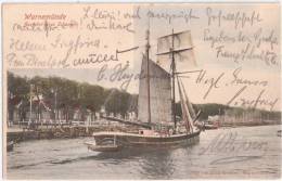 Rostock Warnemünde Am Strom Ausfahrt Eines Schooners Color 5.9.1904 Gelaufen - Rostock