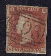 GB 1841 QV 1d Penny Red IMPERF Blued Paper Stamp (K & I ) PMK 493 ( K704 ) - Used Stamps