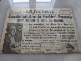 Le Journal  Edition De 5 H  Vendredi 25 Aout 1939  Roosevelt - Francés