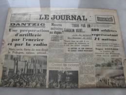 Le Journal  Edition De 5 H  Lundi 21  Aout 1939 - Francese