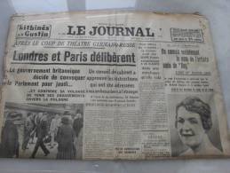 Le Journal  Edition De 5 H   Mercredi 23 Aout 1939 - French