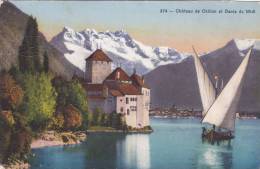 Cp , SUISSE , VEYTAUX , Château De Chillon Et Dents Du Midi , Voilier - Veytaux