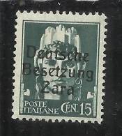 ZARA OCCUPAZIONE TEDESCA 1943 ITALY OVERPRINTED  SOPRASTAMPATO ITALIA CENTESIMI 15 MNH - German Occ.: Zara