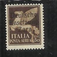 ZARA OCCUPAZIONE TEDESCA 1943 AIR MAIL ITALY OVERPRINTED POSTA AEREA SOPRASTAMPATO ITALIA 50 CENTESIMI MNH - Occup. Tedesca: Zara