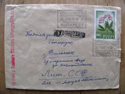 Cover Sent From Hungary To Lithuania, 1967 USSR Period, Flower Flora, Special Cancels - Cartas & Documentos