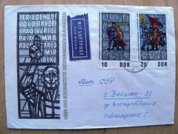Cover Sent From Germany DDR To Lithuania, 1968 USSR Period, Peace Paix Frieden, Art Stained Glass ? - Lettres & Documents