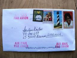 Cover Sent From USA To Lithuania On 2013, Lighthouse Barbara Jordan Black Heritage Christmas - Storia Postale