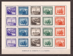 ES849-L3734THC.España.Spain. Espagne HB HOMENAJE AL EJERCITO Y LA MARINA 1938.(Ed 849**)sin Charnela - Feuillets Souvenir