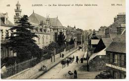 7361  - Cotes D´Armor -  LANNION :  La Rue Kérampont  , Attelage Et Restaurant à Droite (disparu ??) Circulée En 1915 - Lannion