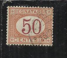 ITALIA REGNO ITALY KINGDOM 1870 - 1874 SEGNATASSE TAXES DUE TASSE CIFRA NUMERAL CENTESIMI 50 TIMBRATO USED - Postage Due