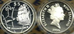 NEW ZEALAND $5 DOLLARS DUTCH SHIP HEEMSKERCK FRONT QEII HEAD BACK 1996 AG SILVER PROOF KM?READ DESCRIPTION CAREFULLY !!! - Nouvelle-Zélande