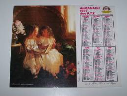 1987 CALENDRIER (double) ALMANACH DES PTT, P.T.T, JEAN LAVIGNE, ENFANTS, ARDENNES 08 - Grand Format : 1981-90