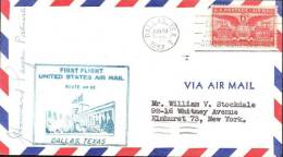 U.S AIR MAIL (ROUTE AM 82) FIRST FLIGHT DALLAS-MEMPHIS SIGNED BY POSTMASTER 1953-2 - 2c. 1941-1960 Briefe U. Dokumente