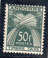 Andorre Français:1961 Timbre Taxe N° 40** - Nuovi
