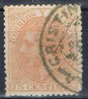 Sello 15 Cts Alfonso XII 1882, Fechador Trebol ISLA CRISTINA (Huelva), Num 210 º - Gebraucht