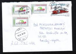 TRAIN STAMPS ON COVER 2002 ROMANIA - Covers & Documents