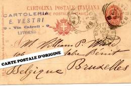 FIRENZE (ITALIE) - CARTE POSTALE SANS ILLUSTRATION -TIMBRE IMPRIME HUMBERT 1er 10C - CARTOLRRIA E.VESTRI - 9 VIA CAIROLI - Postwaardestukken