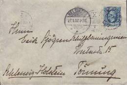 Sweden Train "156" 1907 Cover Via HELSINGØR & KØBENHAVN (Denmark) To TÖNNING Schleswig-Holstein King Oscar II.Type I !! - Briefe U. Dokumente