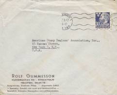 Sweden ROLF GUMMESSON, STOCKHOLM 1947 Cover Brief To NEW YORK United States 30 Ö Alfred Nobel - Lettres & Documents