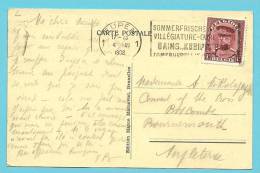 317 Op Kaart Met Mekanische Vlagstempel EUPEN (Oostkanton - Canton De L'est) (Rare) - 1931-1934 Mütze (Képi)