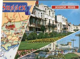 (255) Older UK Postcard - Bognor Regis With Map - Bognor Regis