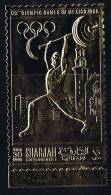 1968  Jeux Olympiques De Mexico  Haltérophilie Timbre Or Comme Michel 491 *  Gold Stamp - Sharjah