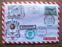 IFA Ballonpost Cover From Austria 1968 Cancel Balloon Wien Ersttag Fdc Plane Avion - Covers & Documents
