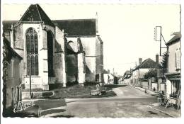 CPSM 89 NEUVY SAUTOUR RUE GABRIEL GUILLOT ABSIDE DE L'EGLISE EPICERIE - Neuvy Sautour