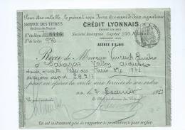 Gard.Alès Service Des Titres Du Crédit Lyonnais 1911 - Bank En Verzekering