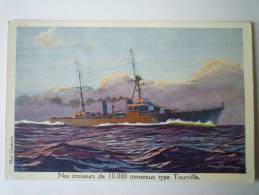 Illustrateur  HAFFNER  :  Nos Croiseurs De 10.000 Tonneaux Type Tourville  -  Carte Couleur - Haffner