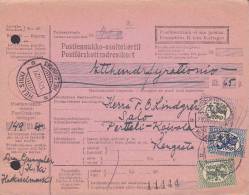 Finland Postförskotts-Adresskort Packet Freight Bill Card HELSINKI Helsingfors 1927 To PERTTELI (2 Scans) - Lettres & Documents