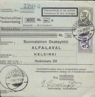 Finland Adresskort Postanvisning Freight Bill ALFA-LAVAL Card LEPPÄKOSKI 1929 To HELSINKI (2 Scans) - Brieven En Documenten