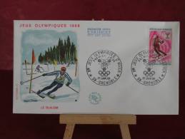 FDC - Jeux Olympiques D´Hiver , Le Slalom - 38 Grenoble - 27.1.1968 - 1er Jour - - Winter 1968: Grenoble