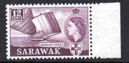 Sarawak QEII 1953 12c Barong Panau Sailing Ship Definitive, Hinged Mint (A) - Sarawak (...-1963)