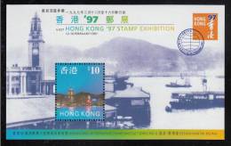 Hong Kong MNH Scott #776a Souvenir Sheet $10 Cityscape, Blue - Hong Kong '97 Series No. 4 - Nuovi