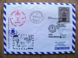 50. Ballonpost Cover From Austria 1973 Cancel Balloon Vocklabruck Kongress Hofburg Munderfing - Storia Postale