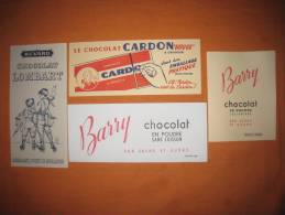 Buvards Chocolat Barry Cardon Cacao Sucre Lombart Lot De 4 - Lots & Serien