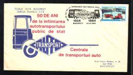 CAMIONS,Tanker Truck, 1984 VERY RARE COVER STAMPS OBLITERATION CONCORDANTE ROMANIA - Camions