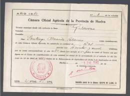 RECIBO Camara Oficial Agricola Provincia De Huelva 1940 - Spanje