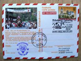 79. Ballonpost Card From Austria 1988 Cancel Balloon Zell Am Ziller Stationery Burg Schlaining Castle - Covers & Documents