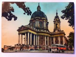 TORINO--LA BASILICA DI SUPERGA--ANIMATA--AUTO--P ULMAN--BUS--FG--V 1958 - Chiese