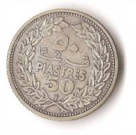 LIBAN  50  PIASTRES  1952  ARGENT  RARE ! - Libano