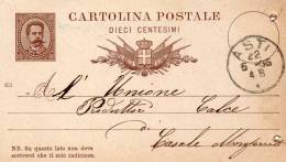 1886 CARTOLINA CON ANNULLO ASTI - Postwaardestukken