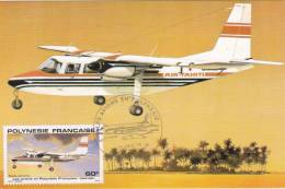 Carte-Maximum POLYNESIE FSE N° Yvert PA 150 (AVION ISLANDER) Obl Sp Ill 1er Jour - Maximum Cards