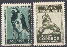 2 Sellos Franquicia CORTES CONSTITUYENTES 1931 ** - Franchigia Postale