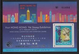 Hong Kong MNH Scott #678 Souvenir Sheet $10 Queen Elizabeth II, Hong Kong ´94 - Silver Overprint - Neufs