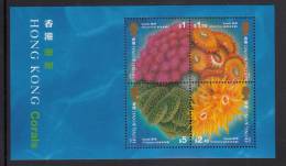 Hong Kong MNH Scott #711a Souvenir Sheet Of 4 Corals: Alcyonium, Zoanthus, Tubastrea, Platygyra - Ungebraucht