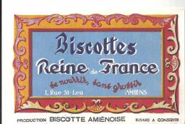 Buvard Biscottes Reine De France, Se Nourrir Sans Grossir 1 Rue Saint Leu Amiens - Zwieback